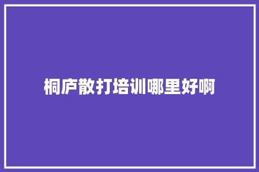 桐庐散打培训哪里好啊