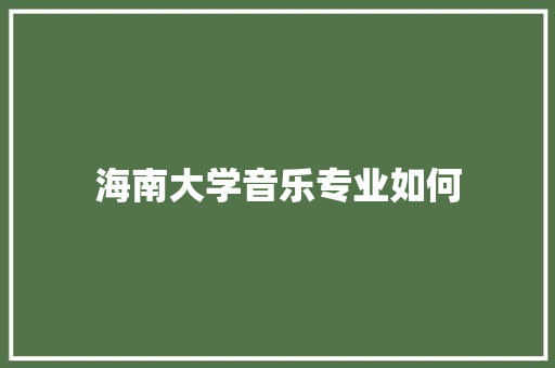 海南大学音乐专业如何 生活感悟