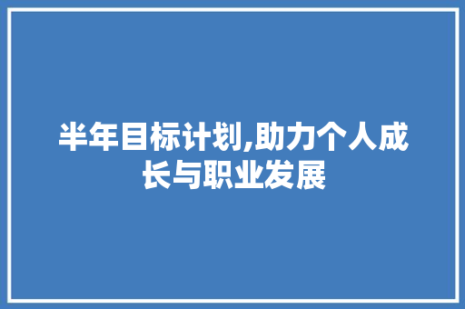 半年目标计划,助力个人成长与职业发展