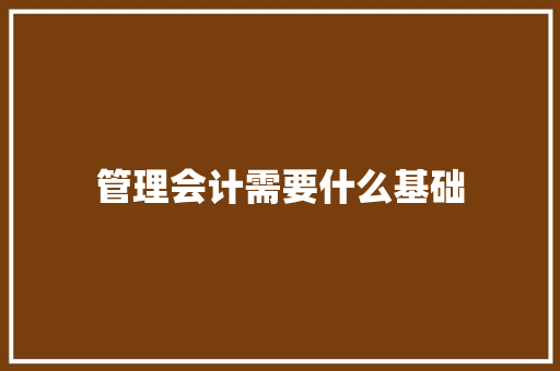 管理会计需要什么基础