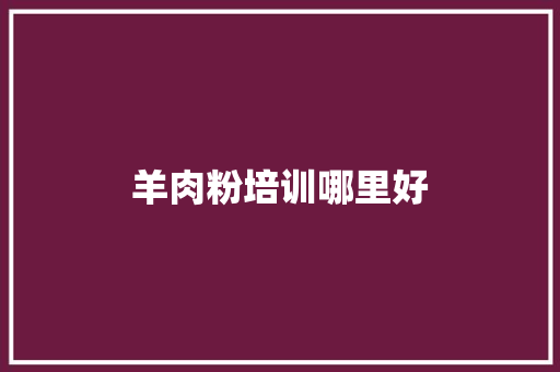 羊肉粉培训哪里好