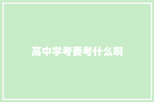 高中学考要考什么啊