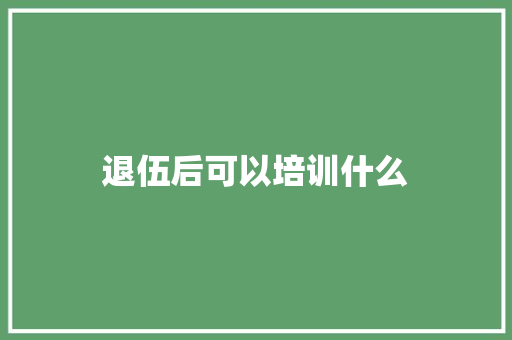 退伍后可以培训什么