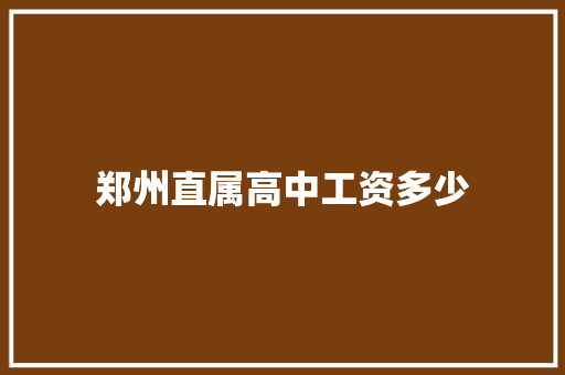 郑州直属高中工资多少