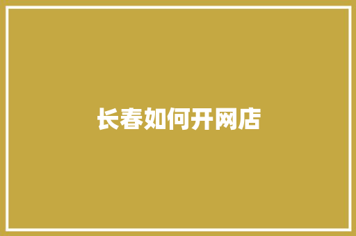 长春如何开网店