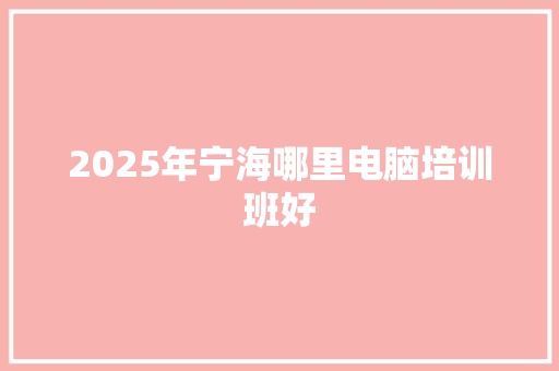 2025年宁海哪里电脑培训班好 生活类