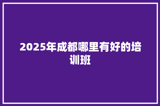 2025年成都哪里有好的培训班