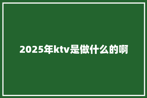 2025年ktv是做什么的啊