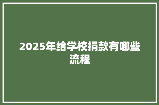 2025年给学校捐款有哪些流程