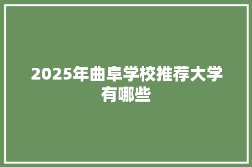 2025年曲阜学校推荐大学有哪些