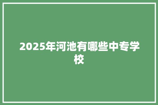 2025年河池有哪些中专学校
