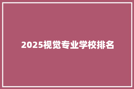 2025视觉专业学校排名