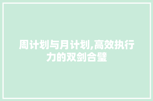 周计划与月计划,高效执行力的双剑合璧 特写稿