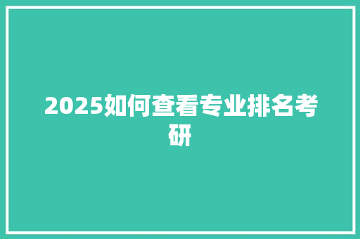 2025如何查看专业排名考研 工作总结