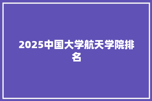 2025中国大学航天学院排名
