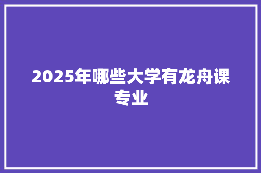 2025年哪些大学有龙舟课专业 工作总结