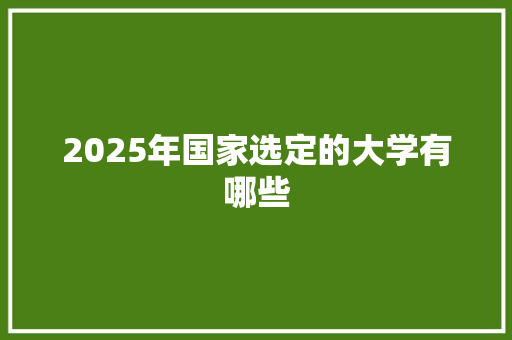 2025年国家选定的大学有哪些