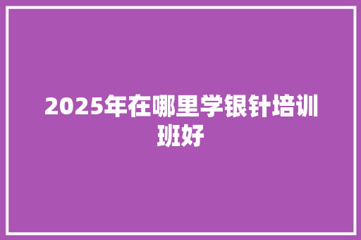 2025年在哪里学银针培训班好