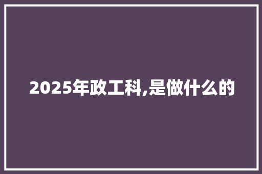 2025年政工科,是做什么的