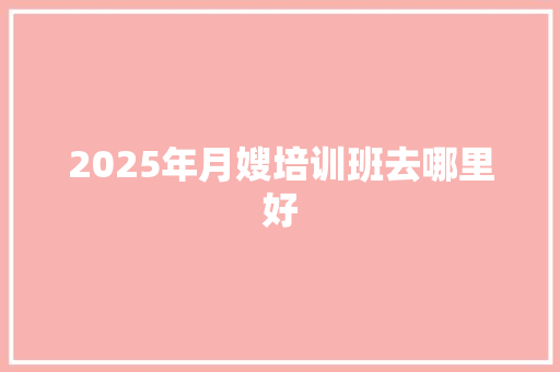 2025年月嫂培训班去哪里好 采访稿